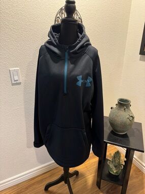 Under Armour Black Hoodie with Teal Logo